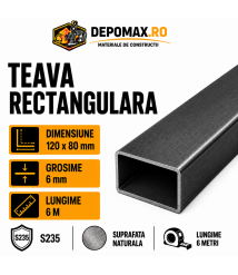 Teava rectangulara 120 x 80 x 6 mm, 6 metri